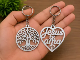 Kit Chaveiros Árvore da Vida e Jesus Te Ama