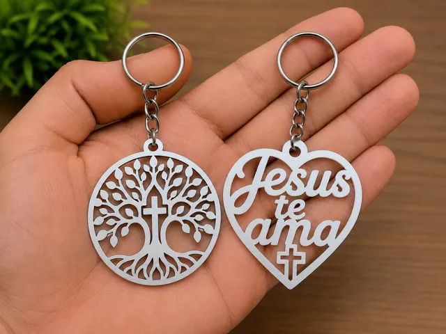 Kit Chaveiros Árvore da Vida e Jesus Te Ama