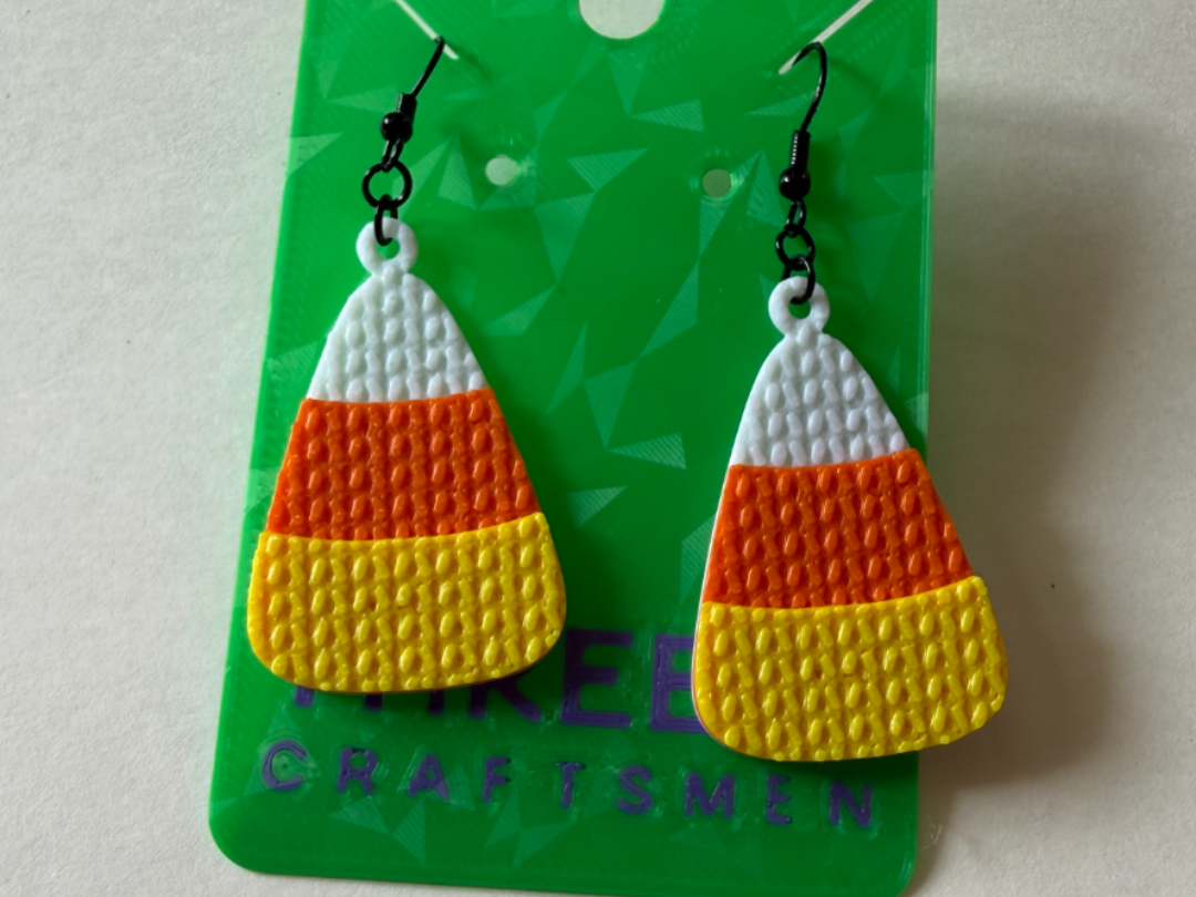 Knit Candy Corn Earrings - 1