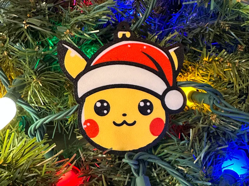 Pikachu in Santa Hat Christmas Ornament