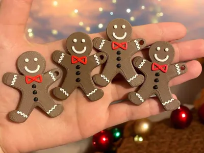 gingerbread man christmas keychain keyring