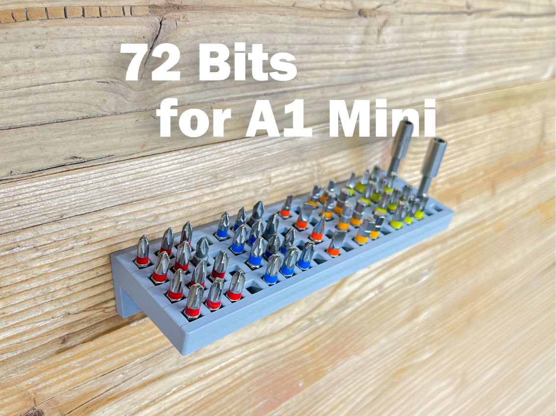 Wall-mounted bit holder for 72 bits