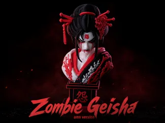 Zombie Geisha Bust - Japanese Horror Sculpture