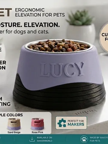 Letrero o emblema decorativo: Customizable Ergonomic Pet Bowl Elevation Riser — vista de referencia 2