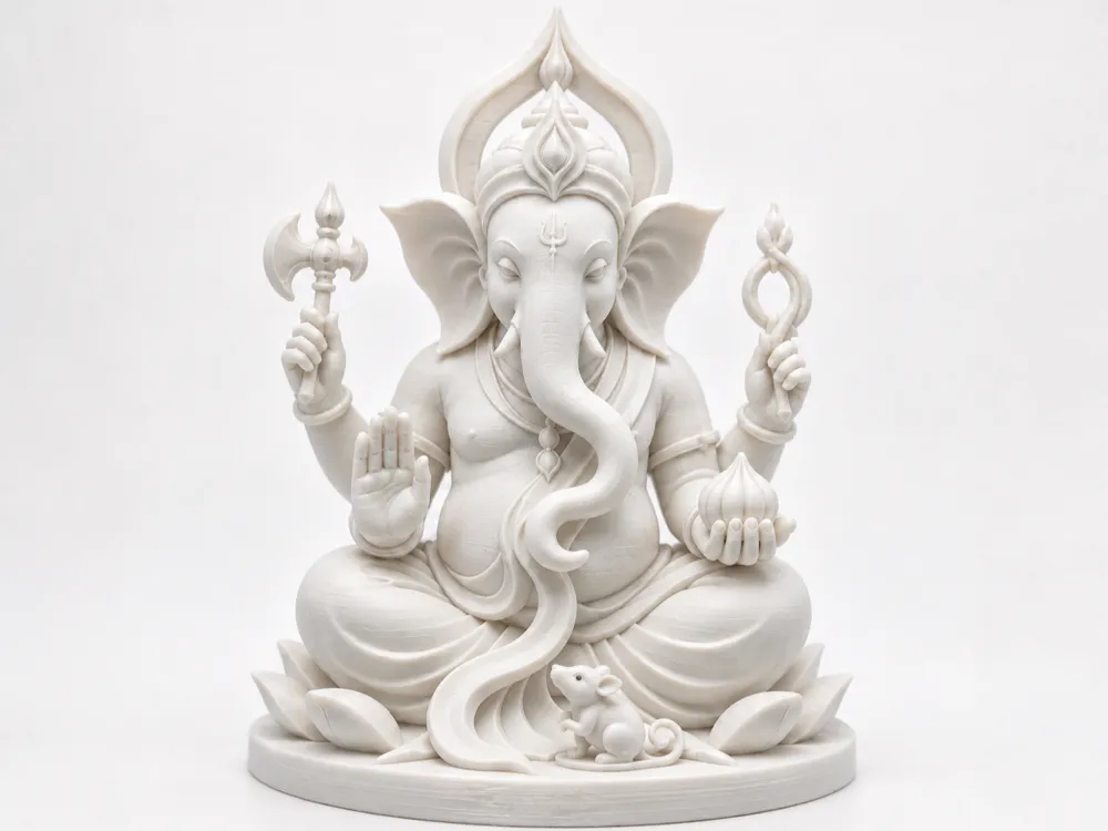 Letrero o emblema decorativo: Shri Ganesha – Sacred Serenity. Referencia del modelo original.