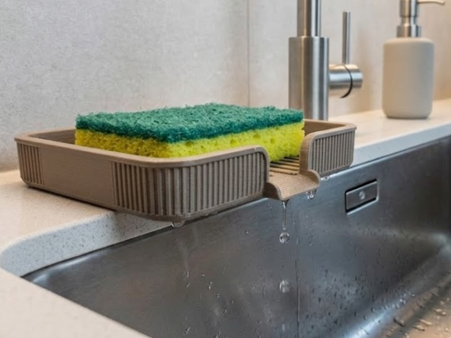 Japandi Style Drain Tray | Dish & Sponge Organizer