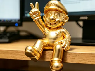 Golden Sitting Mario - The Perfect Desk Buddy