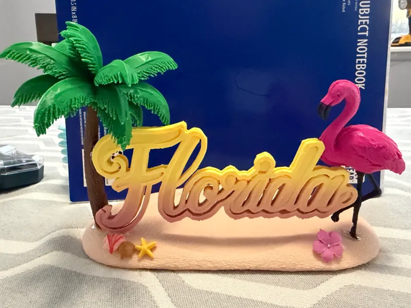 Florida Sign Flamingo Palm Sand Beach Coastal