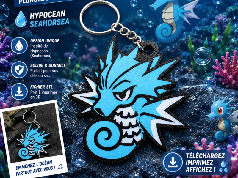 Pokémon Keychain - N°117 - Hypocéan - Seadra