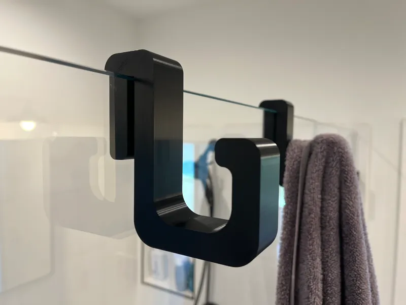 Shower glass towel hanger for 3/16" (10mm) glass