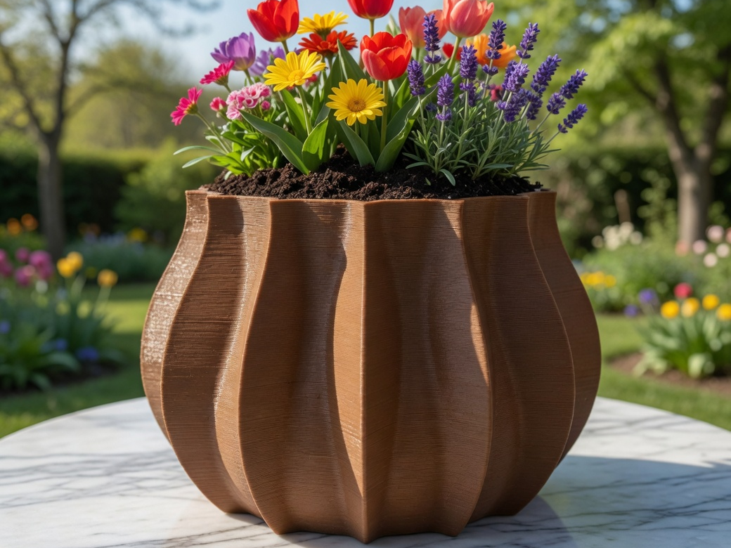 Faceted Wave Decorative Flower Pot