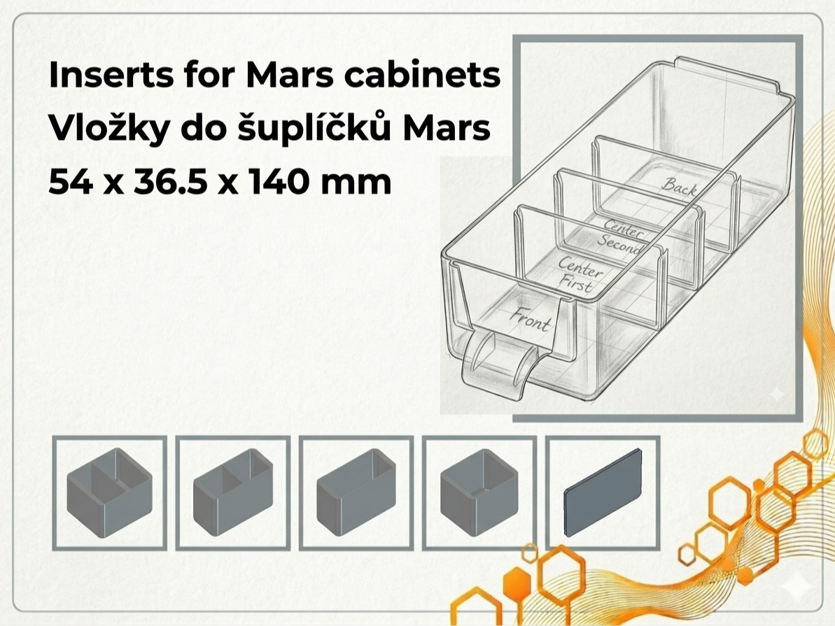 Inserts for Small MARS Drawers 54x36.5x140mm