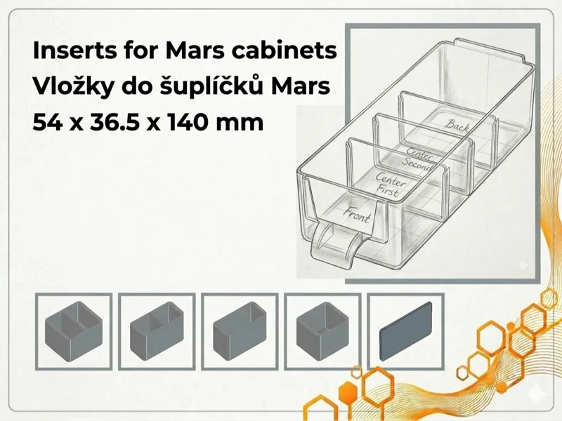 Inserts for Small MARS Drawers 54x36.5x140mm