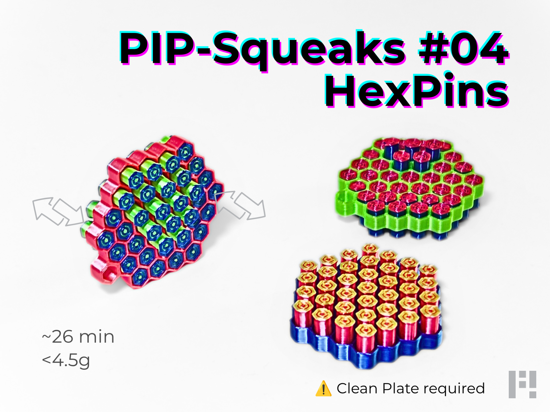 PIP‑Squeaks #04 – HexPins (<33 min, <5g, tactile)
