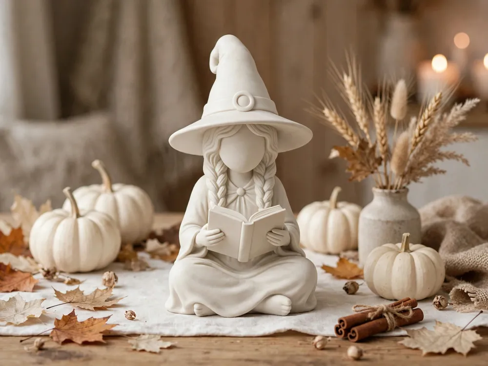 Figura decorativa: Hygge Witch Reading Book Figure. Referencia del modelo original.