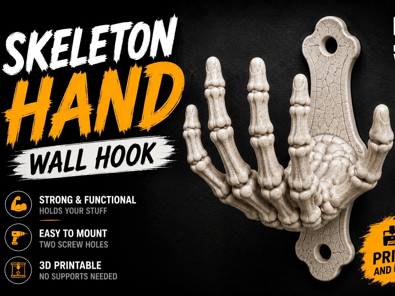 keleton Hand Wall Hook Halloween Decor 3D model