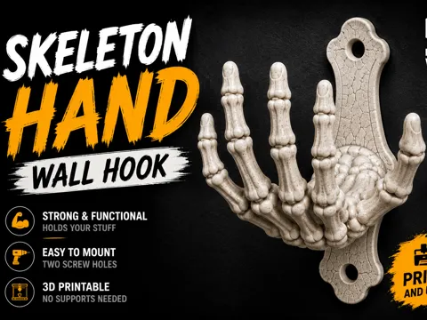 Accesorio para auriculares: keleton Hand Wall Hook Halloween Decor — referencia de MakerWorld