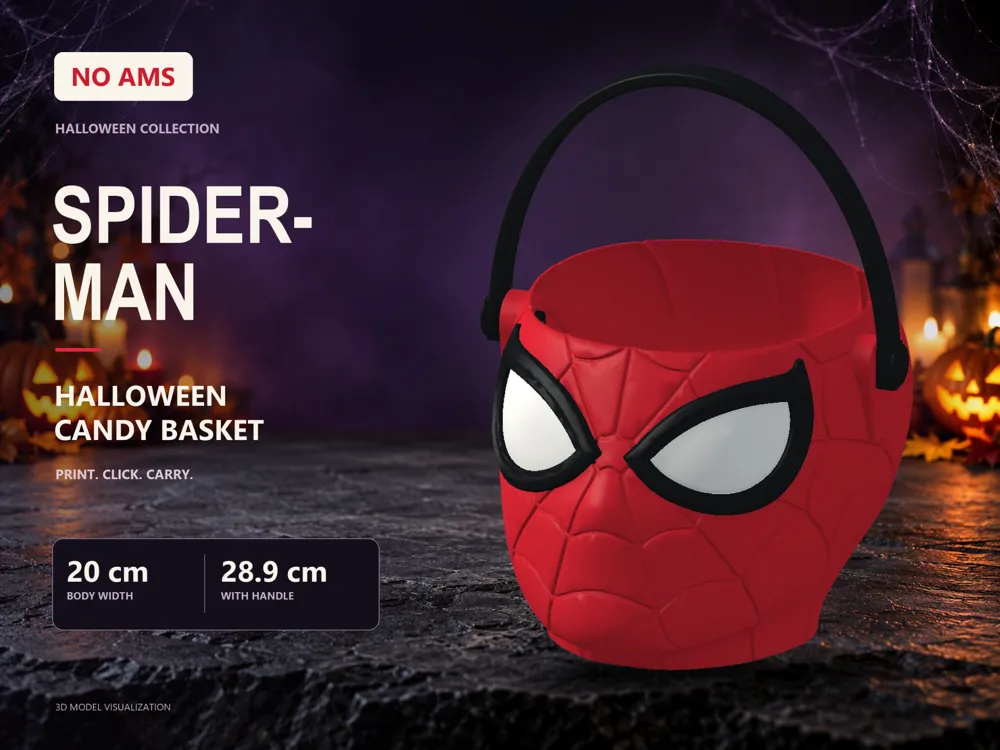 Spider-Man Halloween Candy Basket | No AMS - Free 3D Print Model ...