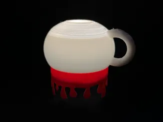 Upside down glowing coffee cup