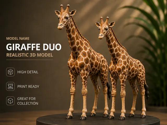Realistic Giraffe Pair