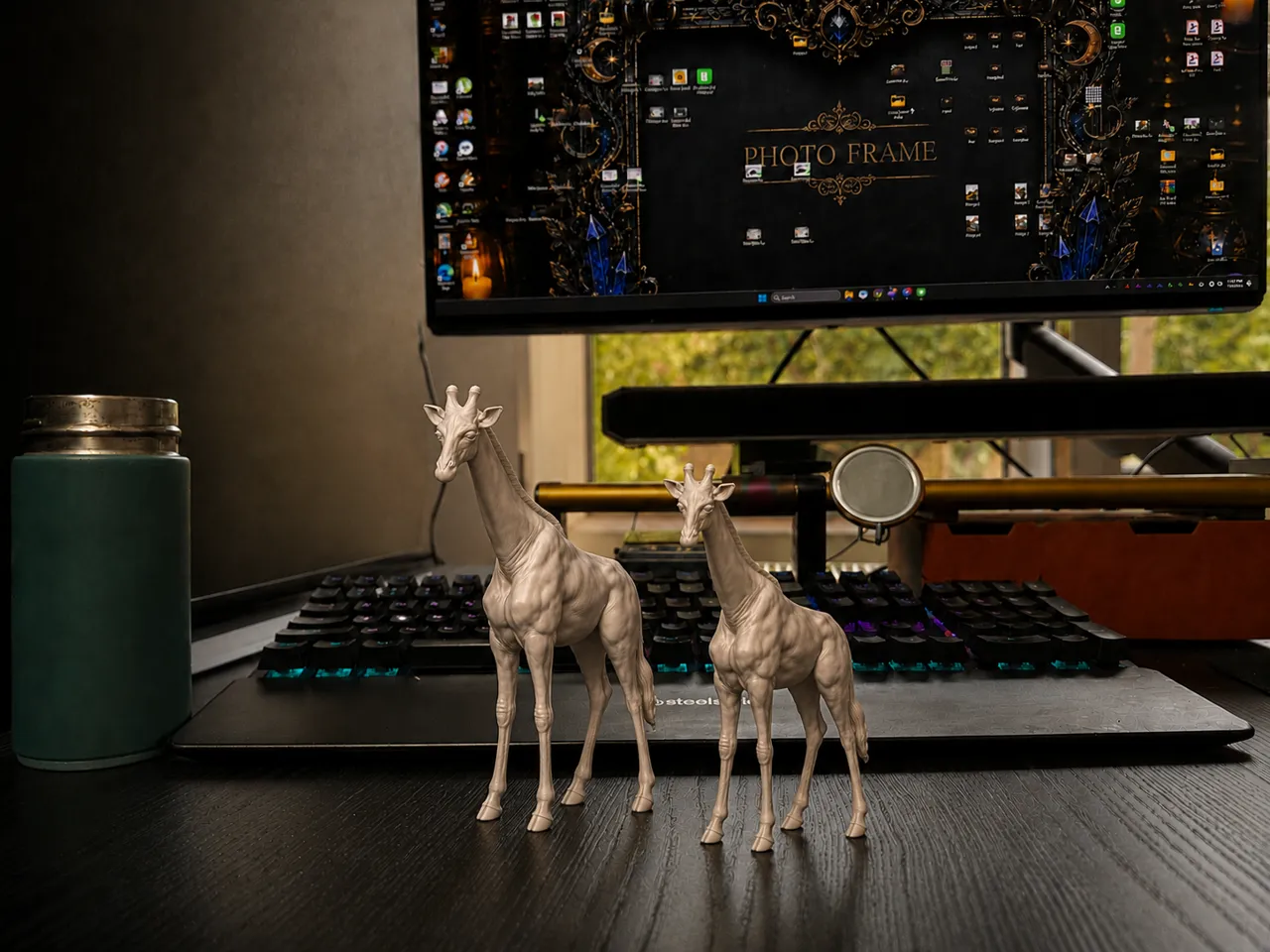 Realistic Giraffe Pair view 2