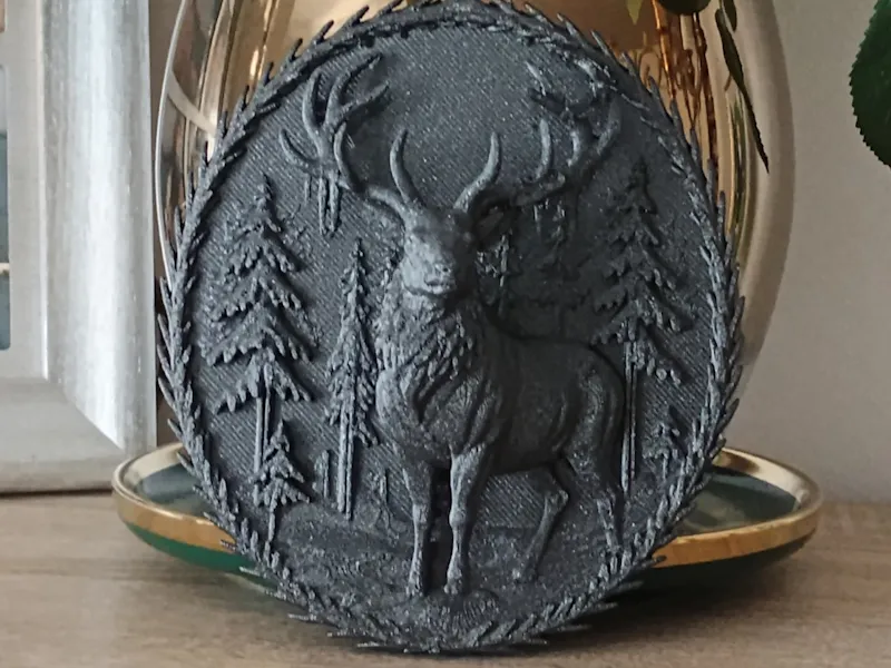 Snowy Christmas Deer – Holiday Relief Art