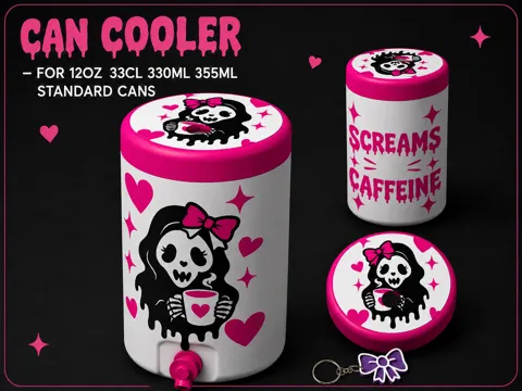 Letrero o emblema decorativo: Horror Girlie Can Cooler – 12oz / 330ml / 355ml — referencia de MakerWorld