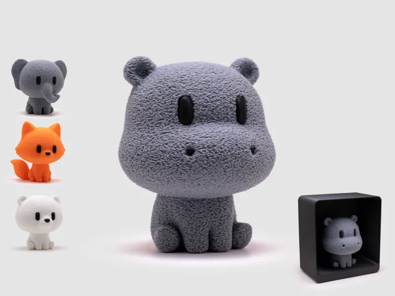 Hippo Figurine & Stand | No AMS | Fuzzy Skin