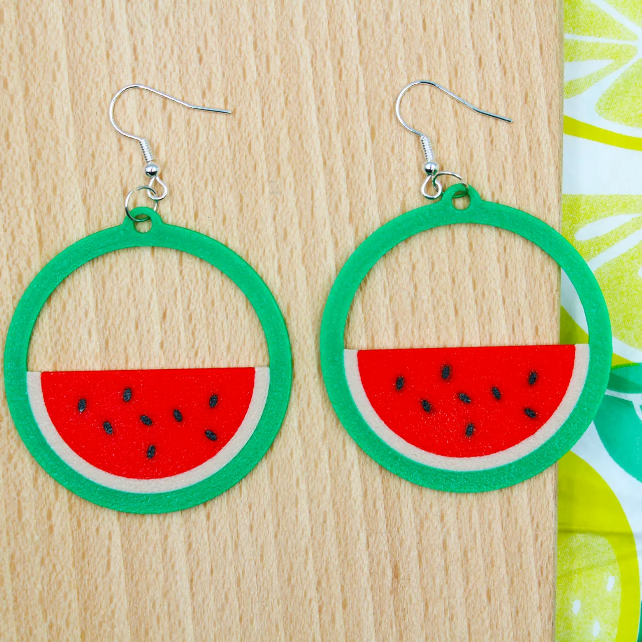 Watermelon Earrings 3D File – Summer Fruit Jewelry view 3