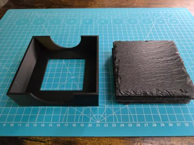 Square coaster holder x4 10cm Slate coasters