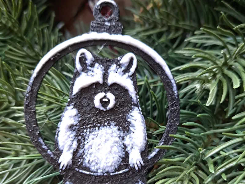 Christmas Tree Ornament Climbing Raccoon