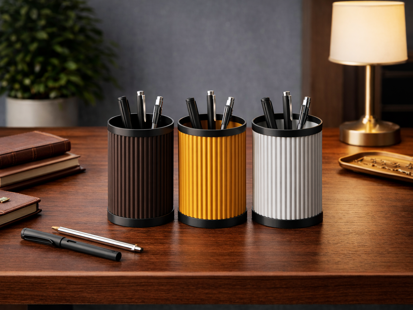 Modern Industrial Ribbed Desk Organizer