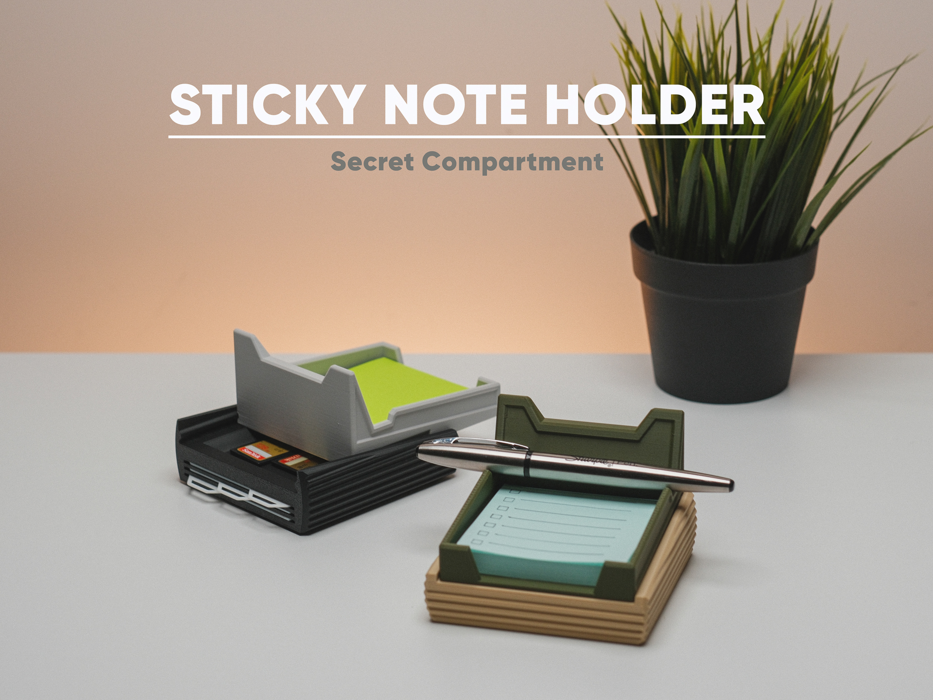 Sticky Note Holder - Secret Compartment