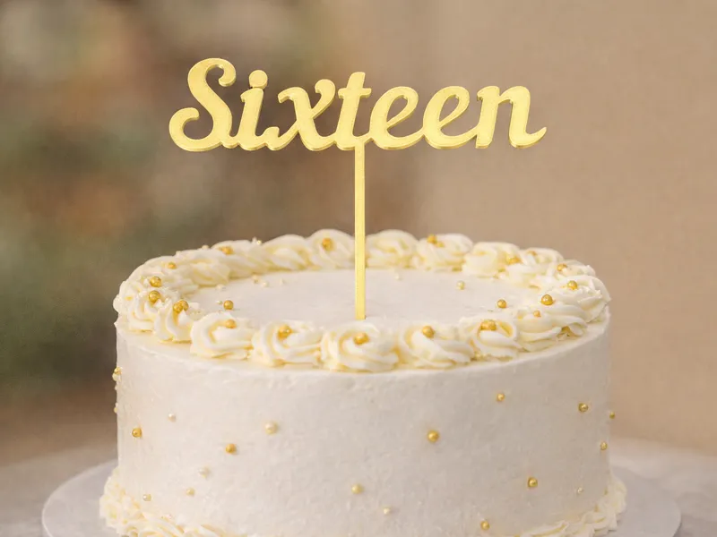 Sixteen Cake Topper - Sweet 16 - Party Decoration