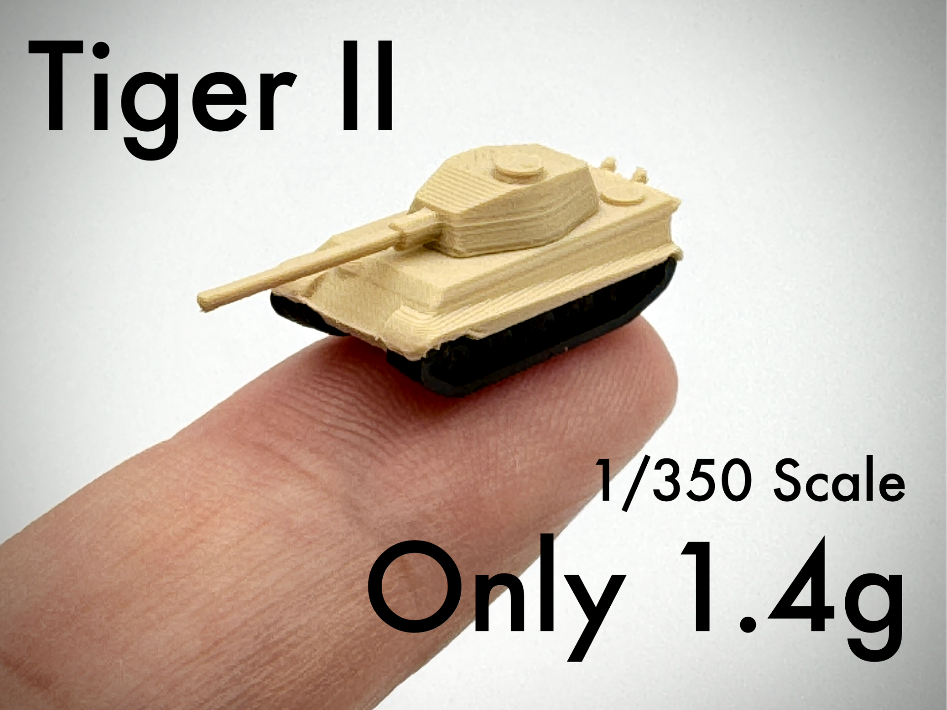 1:350 scale Tiger II Tank WWII, Only 1.4g - 1