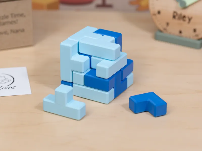 Cube or Flat Geometric Puzzle, (3" Cube, 6" Flat)
