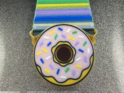 Pink Frosted Donut Stanley Straw Topper