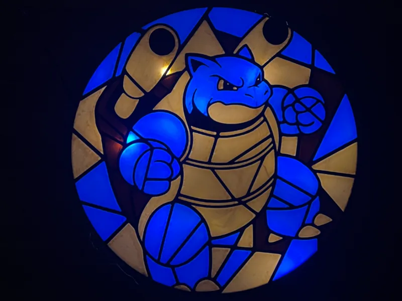 Blastoid Pokemon Stained Glass Lightbox Suncatcher