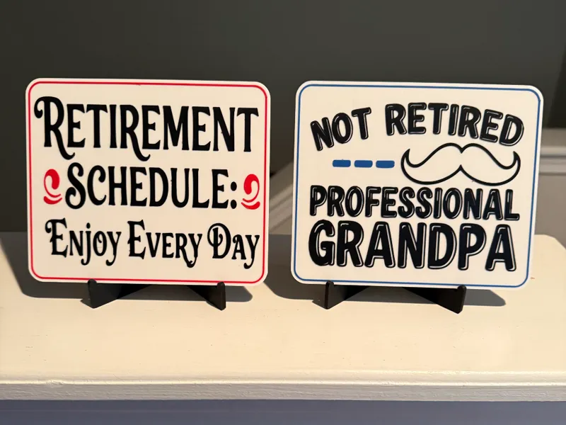 RETIREMENT SIGN AND COASTER