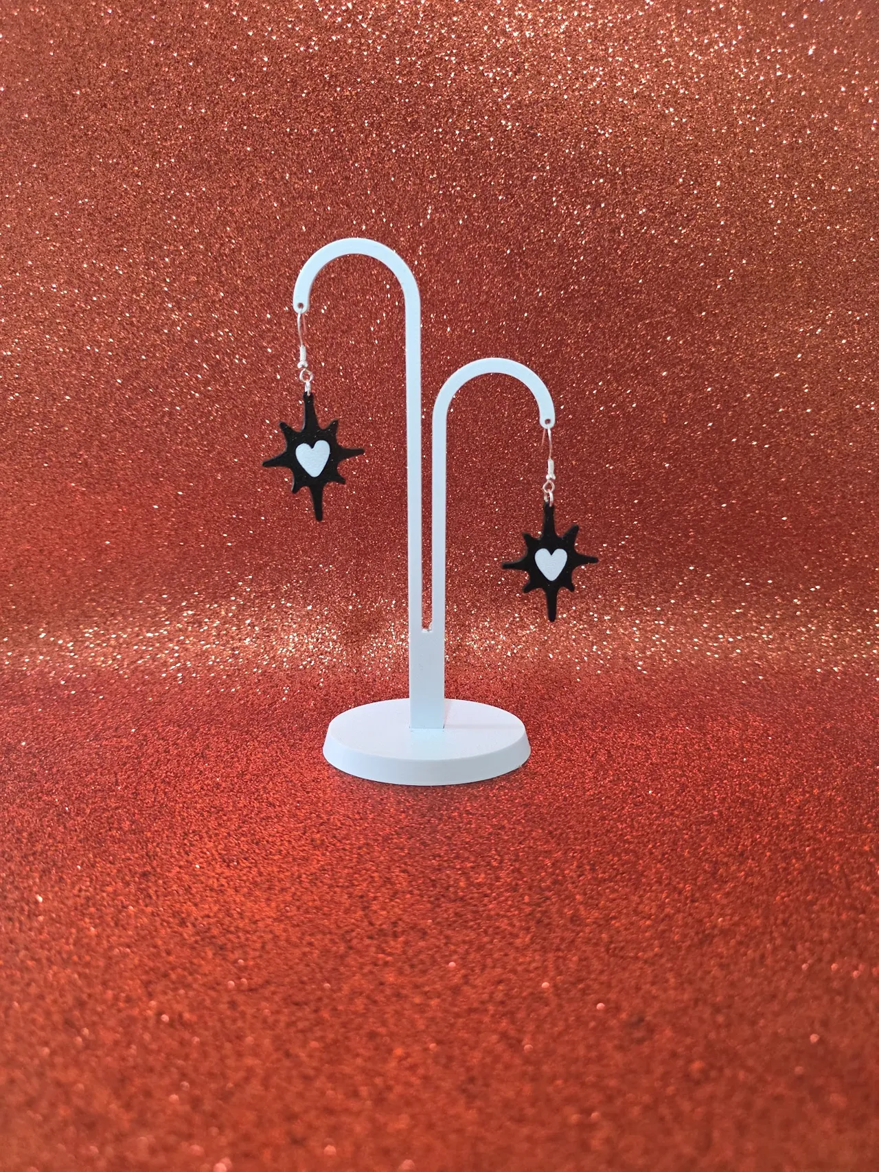 Sparkle heart earrings view 3