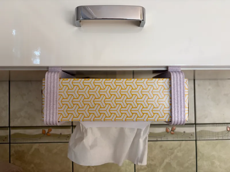 Under-Shelf Tissue Box Holder –  no-drill design