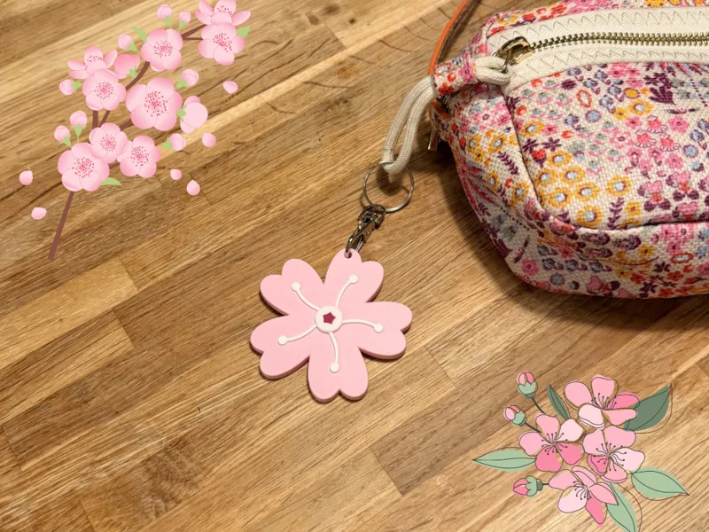 Sakura flower, cherry blossom keyring