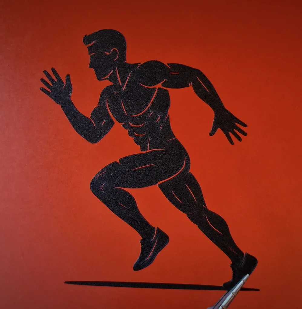 달리는 사람 – 3D 프린팅을 위한 역동적인 2D 벽 장식 - 무료 3D 프린트 모델 - MakerWorld, image size:998x1023