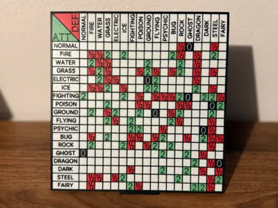 Pokémon Type Chart with Display Stand 