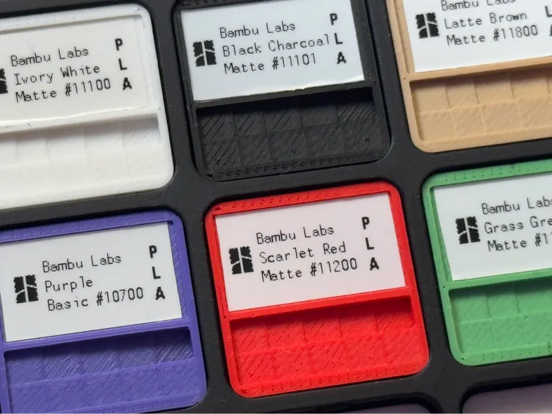 Bambu-sized swatches with steps and blank label