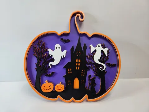 Spooky Halloween Scene - Pumpkin wall art view 2