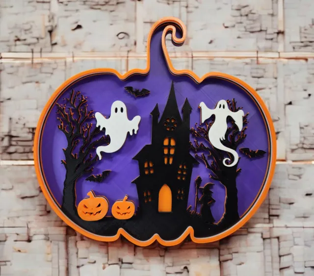 Spooky Halloween Scene - Pumpkin wall art