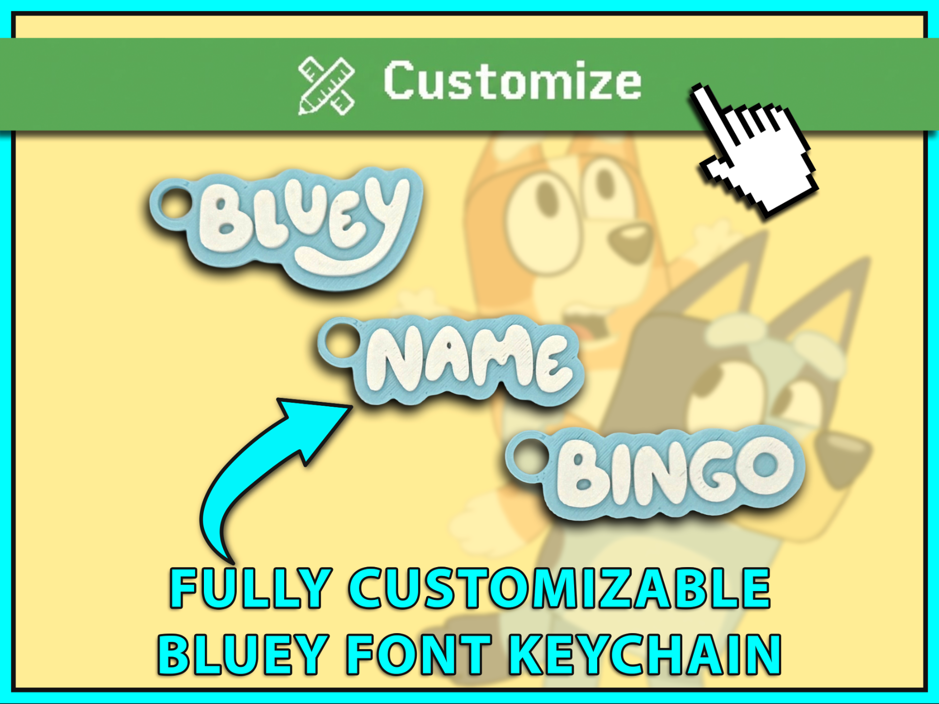 Bluey Font Custom Keychain Generator