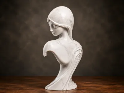 Elegant Marble Lady Sculpture