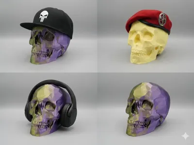 low poly skull